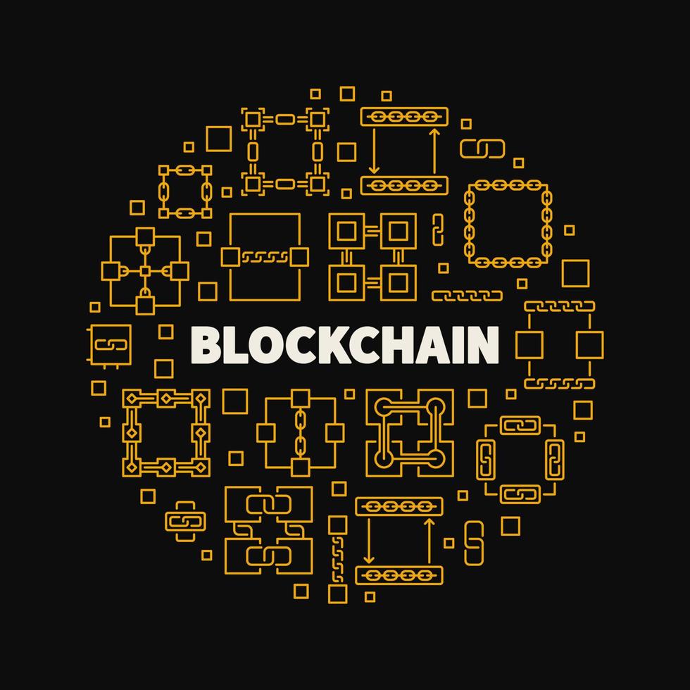 Blockchain outline concept vector round creative illustration