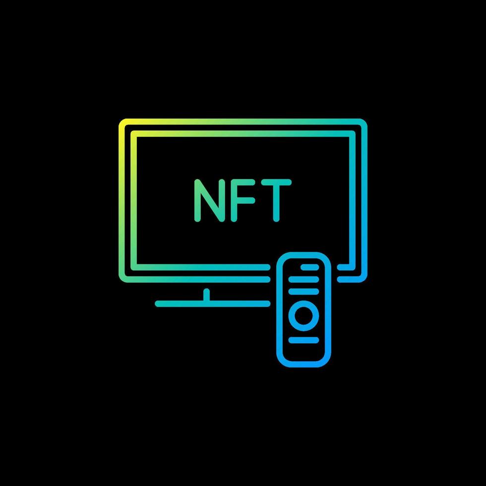 NFT on TV Screen vector outline concept colorful icon or sign