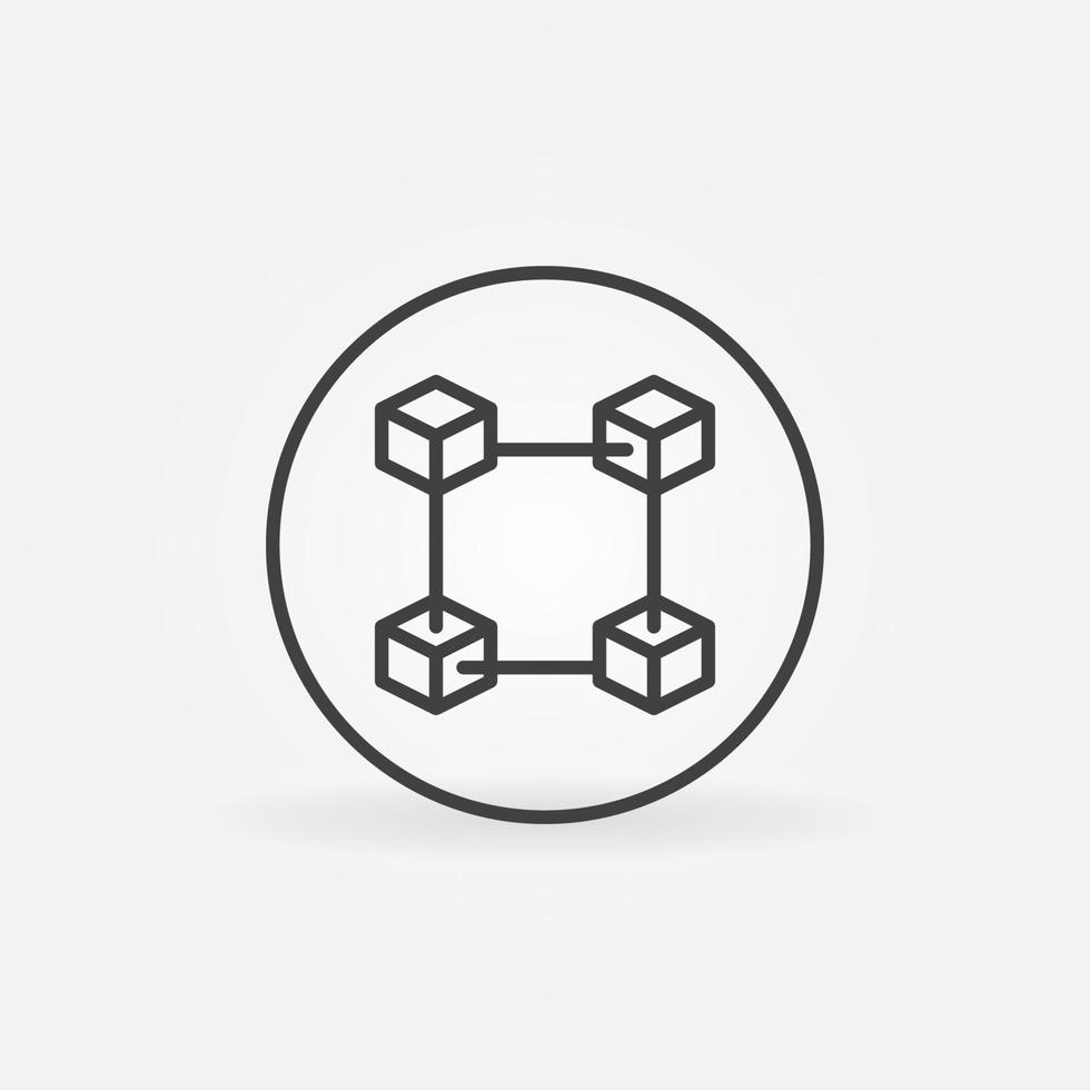 Blockchain in circle outline vector icon. Block Chain Technology concept sign