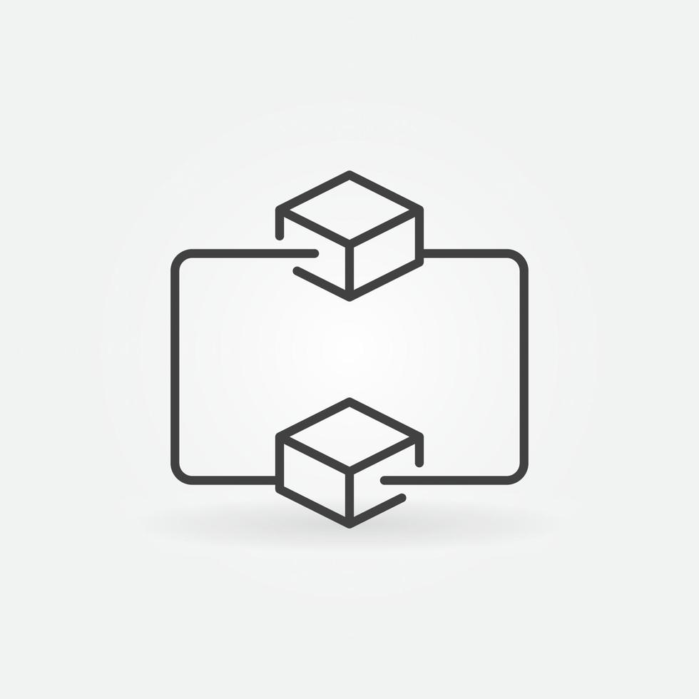 Blockchain Technology linear vector concept icon. Two connected blocks symbol