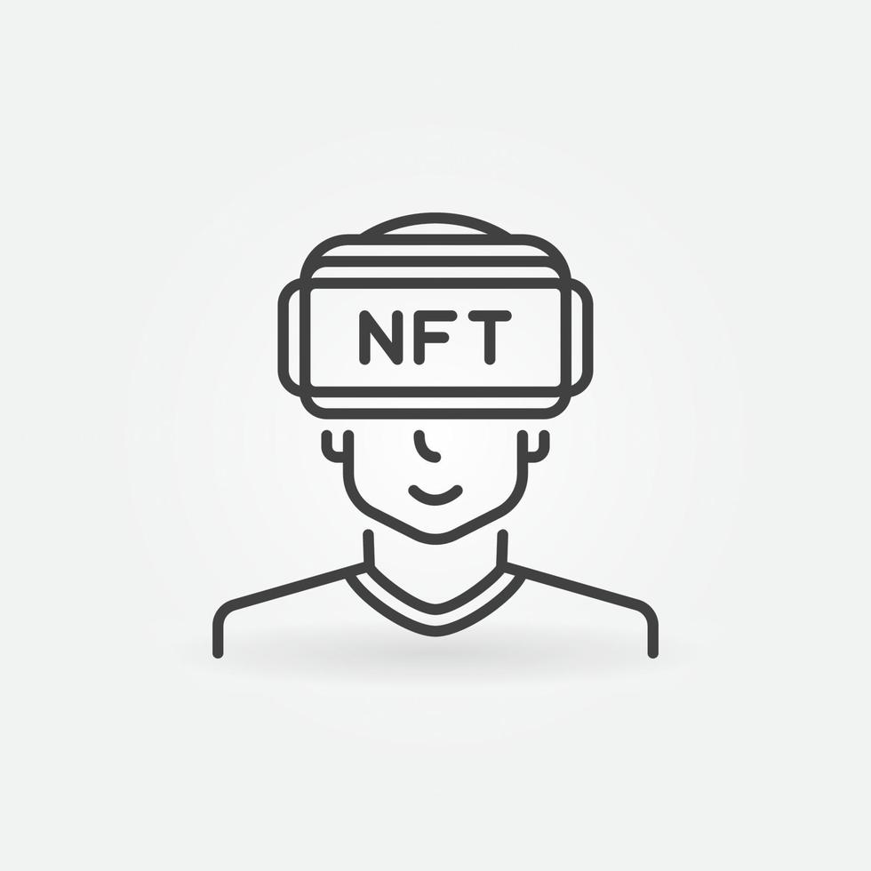 NFT VR vector concept line icon. Non fungible Token and Virtual Reality sign