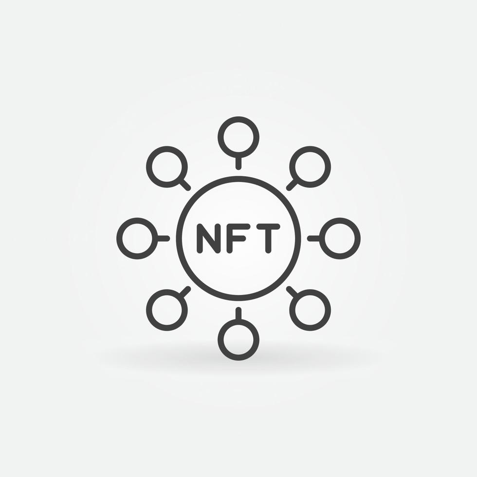 token no fungible con icono de tecnología nft de línea vectorial de círculos vector