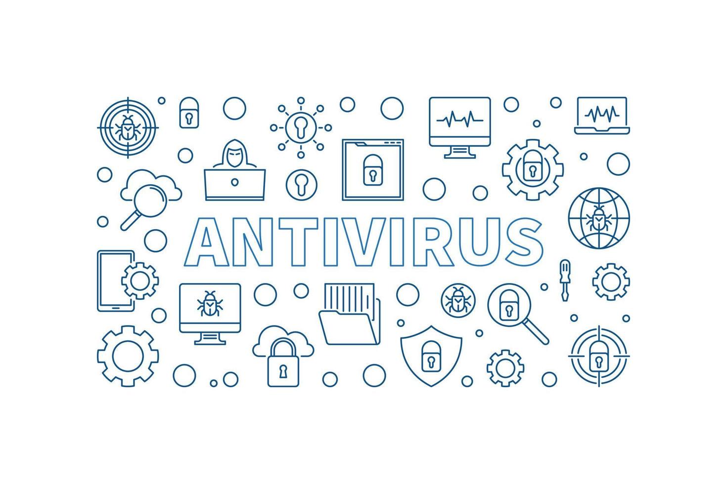 Antivirus vector concept outline simple horizontal illustration