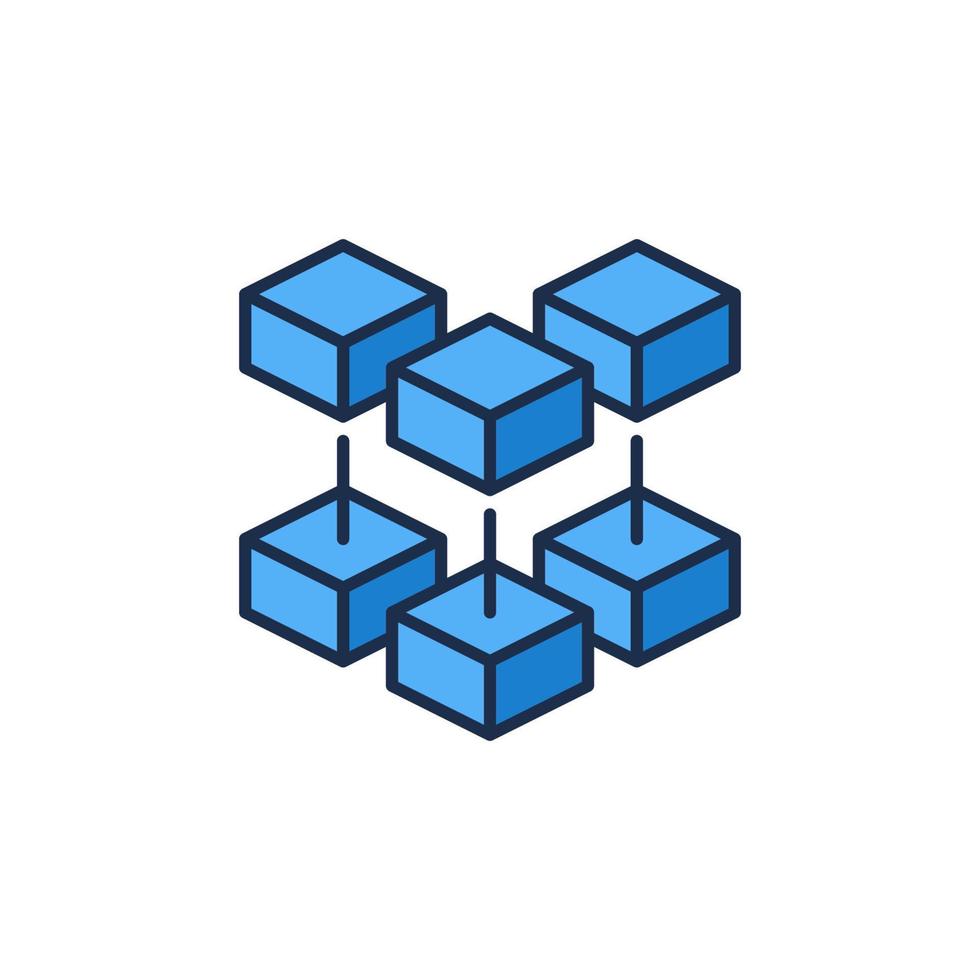 concepto de vector de cadena de bloqueo icono azul - tecnología de cadena de bloque símbolo de color
