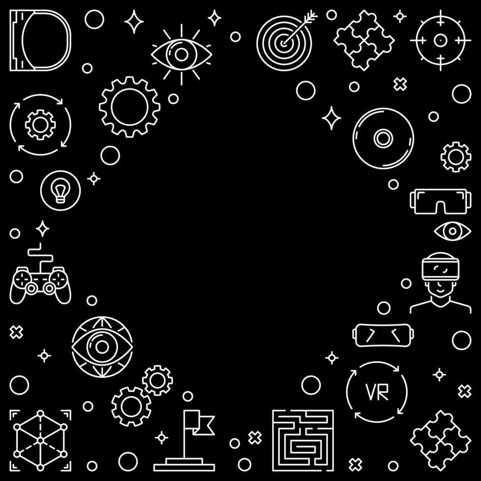 Virtual Reality or VR vector outline frame or illustration