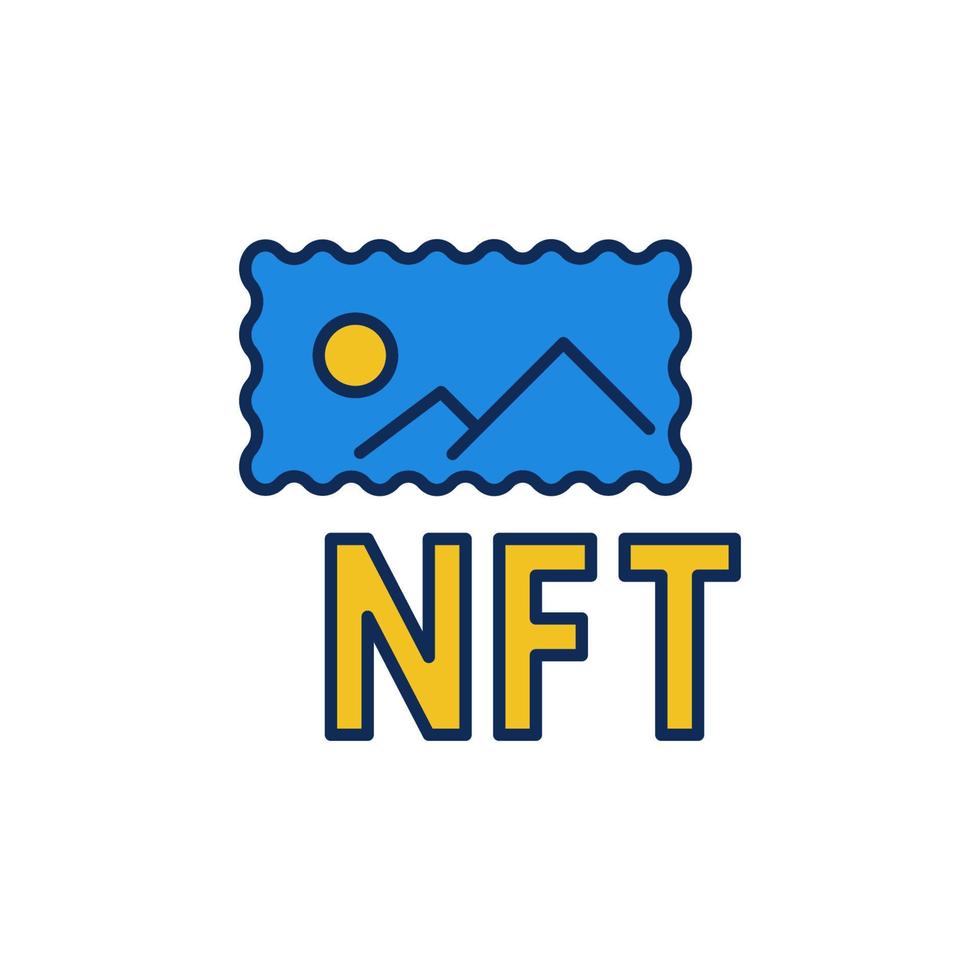 icono de color de concepto de vector de arte de token no fungible o pintura nft