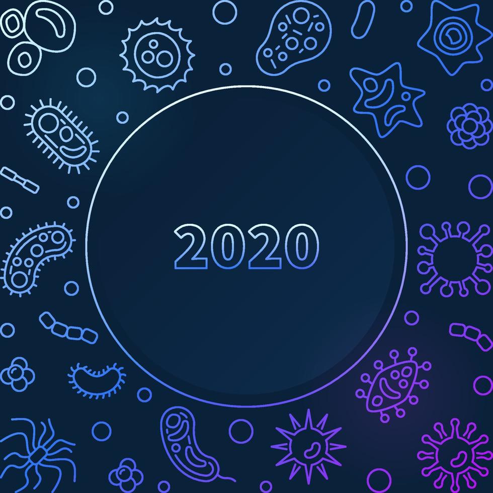 2020 virus or viruses vector concept colored outline frame