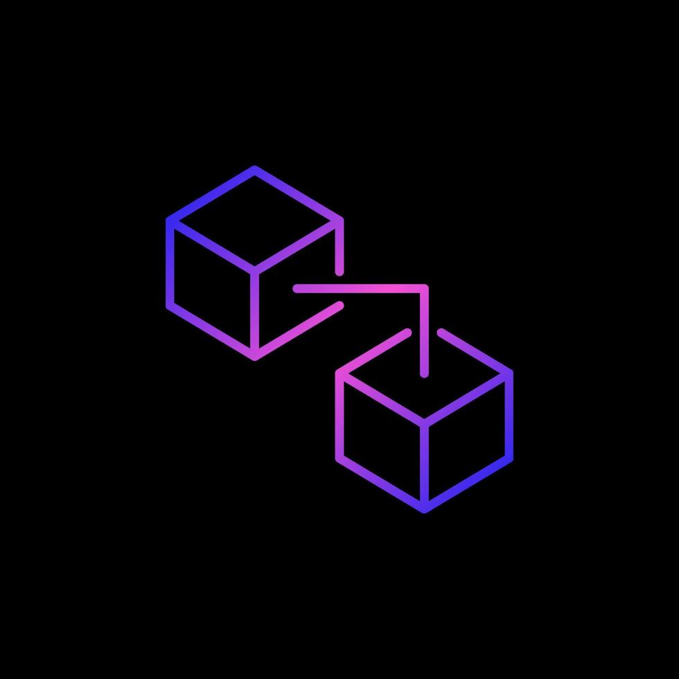 Blockchain Technology linear vector modern icon - Two Connected Blocks symbol