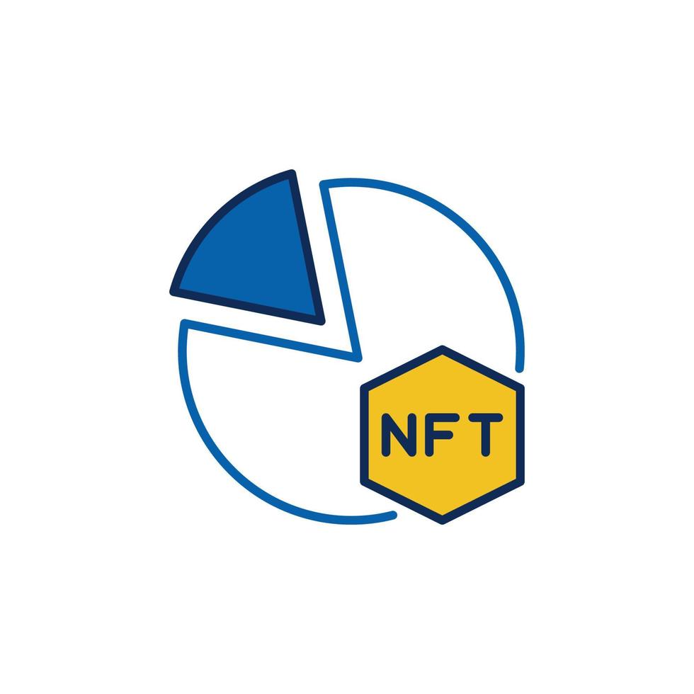 Pie-Chart with NFT colored icon. Non fungible Token Chart vector sign