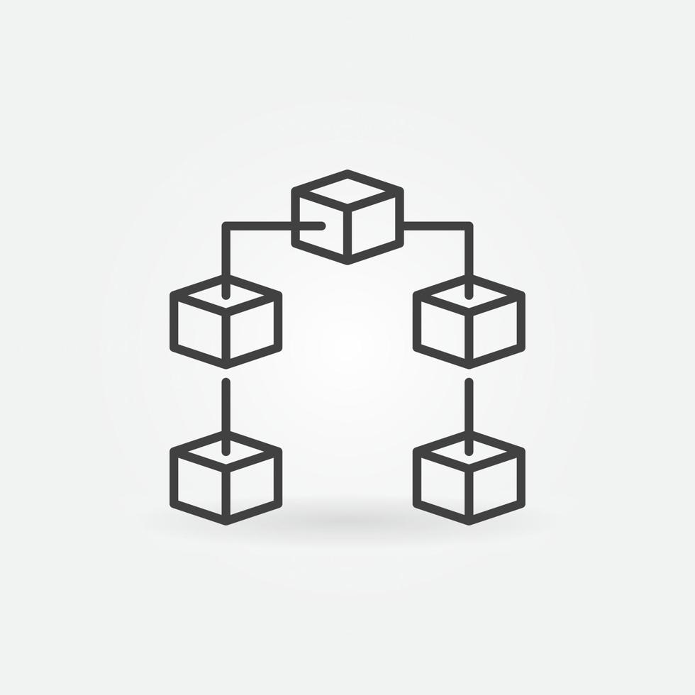 Blockchain outline vector concept minimal icon. Block Chain design element