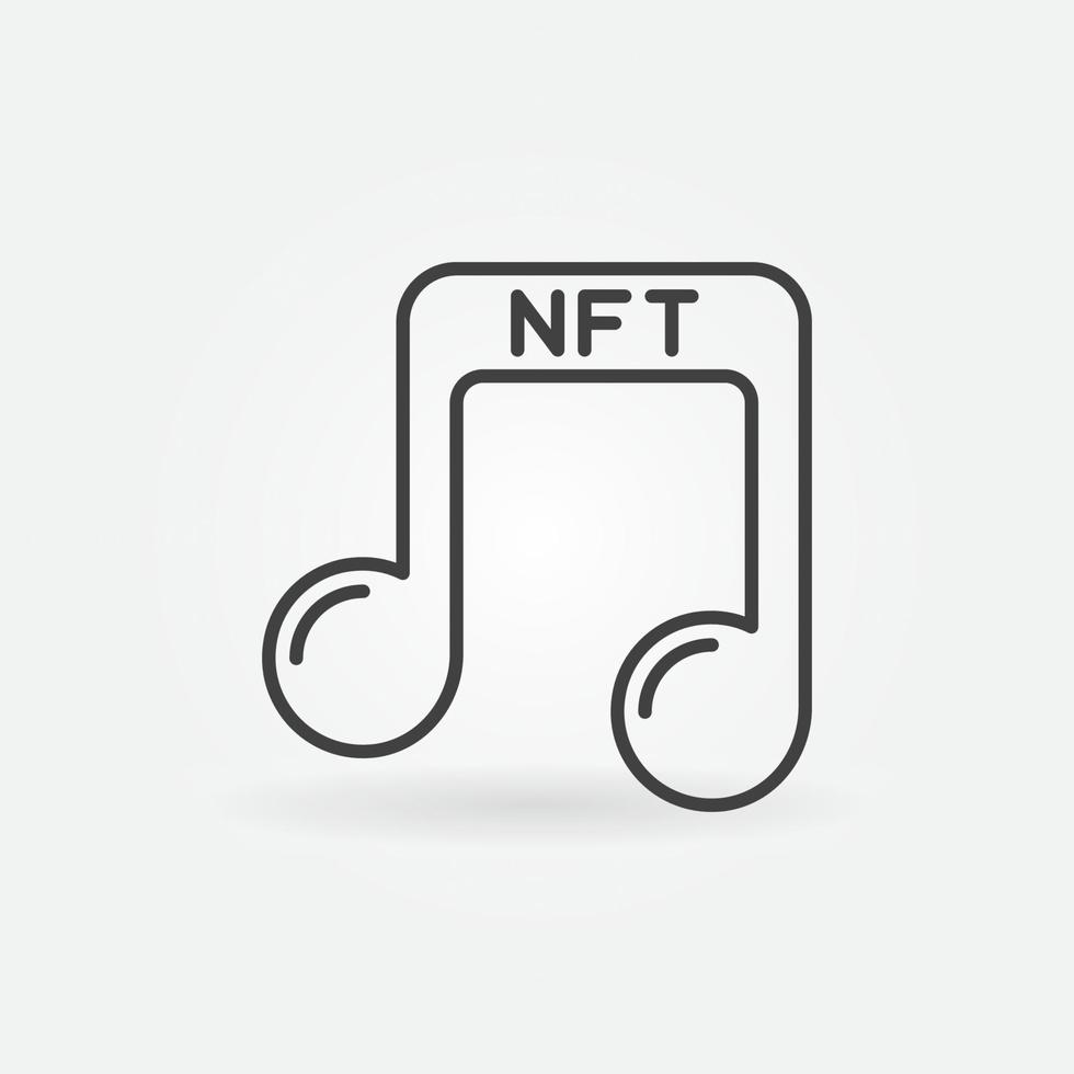 música nft - icono de vector de token no fungible en estilo de esquema