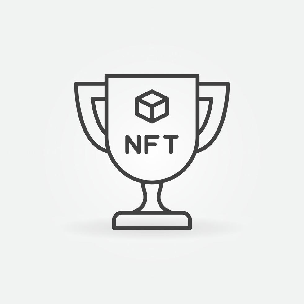 icono de contorno de copa de trofeo nft. símbolo de línea de vector de copa de token no fungible