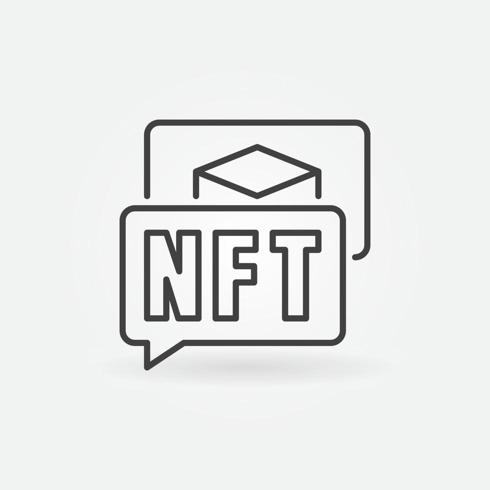 Speech Bubbles with NFT vector concept line icon. Non-fungible Token sign