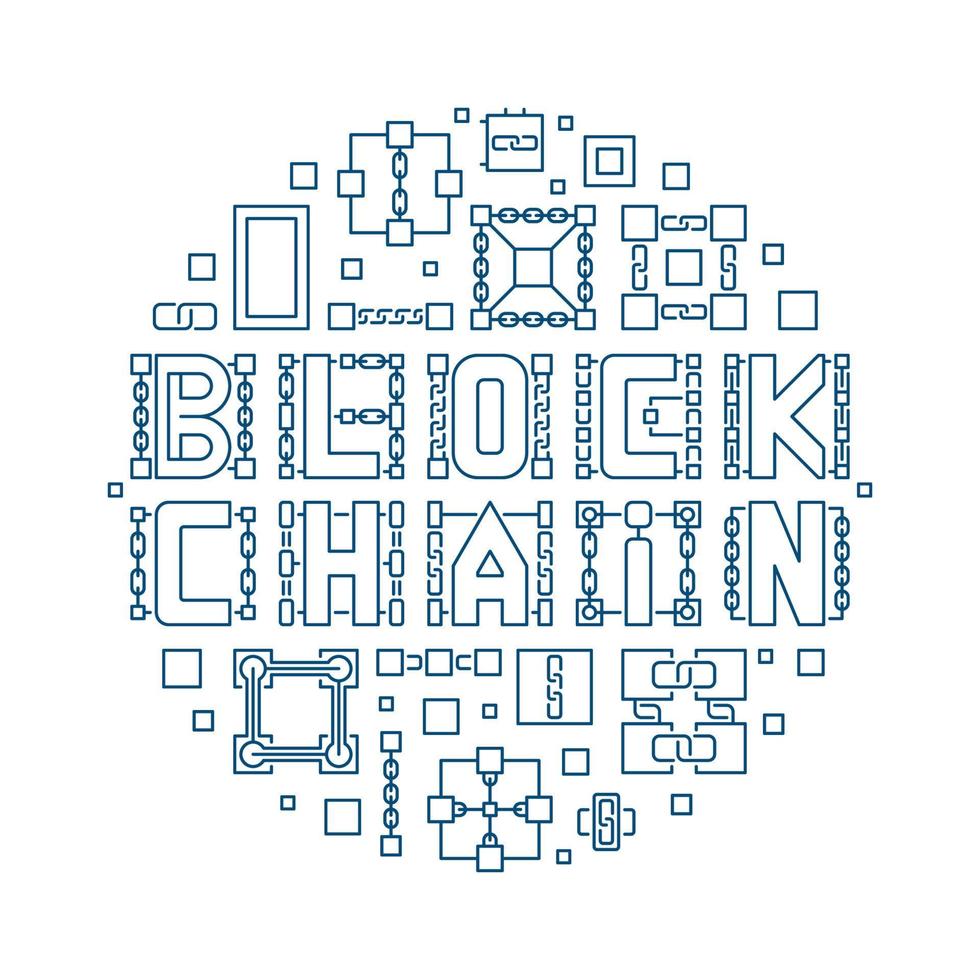 Block Chain vector linear modern round illustration