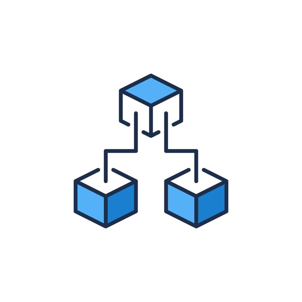 tres bloques de blockchain vector concepto icono o símbolo azul