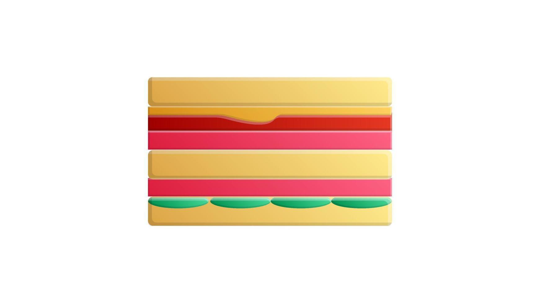 appetizing, delicious sandwich, vector illustration on a white background. double sandwich stuffed with meat, cheese and herbs. fast food for a quick bite