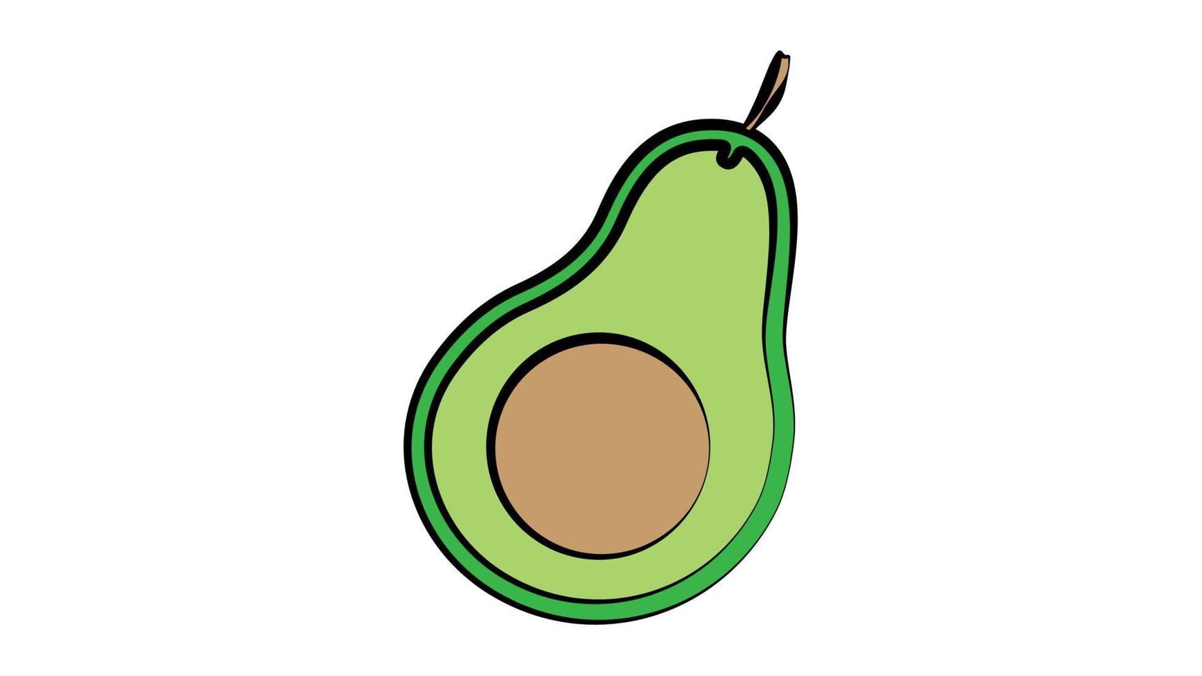 aguacate de fruta fresca vectorial realista aislado en fondo blanco. aguacate entero y cortado por la mitad con hueso vector