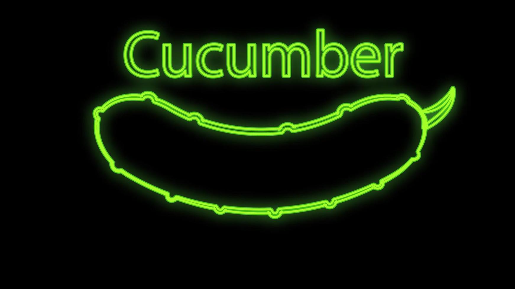 cucumber on a black background, vector illustration, neon. green cucumber, fresh vegetable for salad. neon green. neon illumination, bright sign