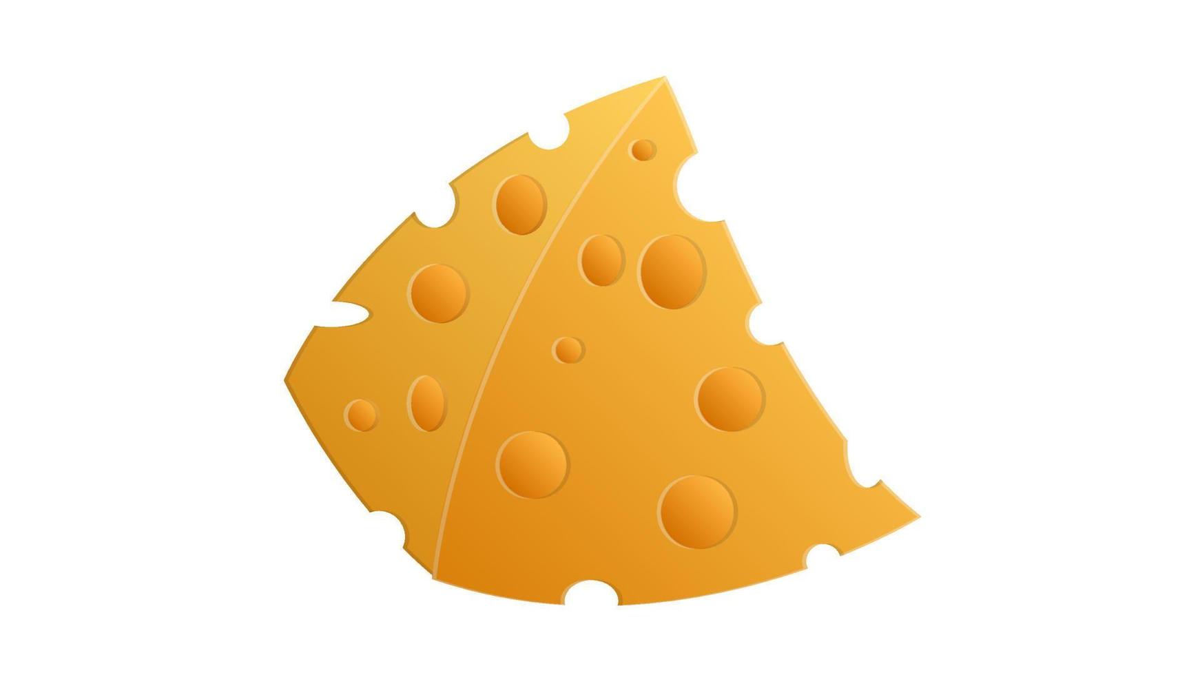 queso sobre un fondo blanco, ilustración vectorial. una apetitosa loncha triangular de queso con agujeros. productos agrícolas. queso cremoso natural y aromático vector