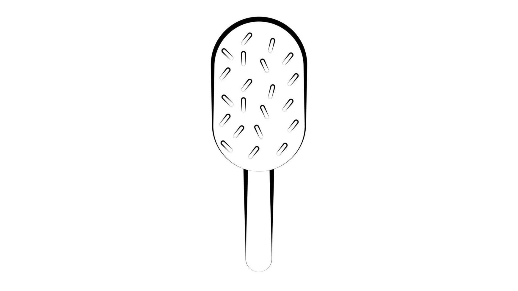 ice cream on a stick on a white background, vector illustration. black and white ice cream with nuts. in the style of a pencil drawing. sweet milk dessert for children and adults