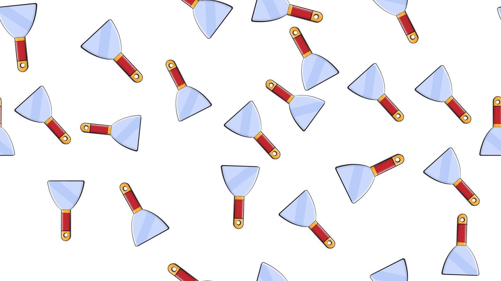 Texture, seamless pattern of metal red metalworking building repair hammers for hammering nails on a yellow background. Vector illustration