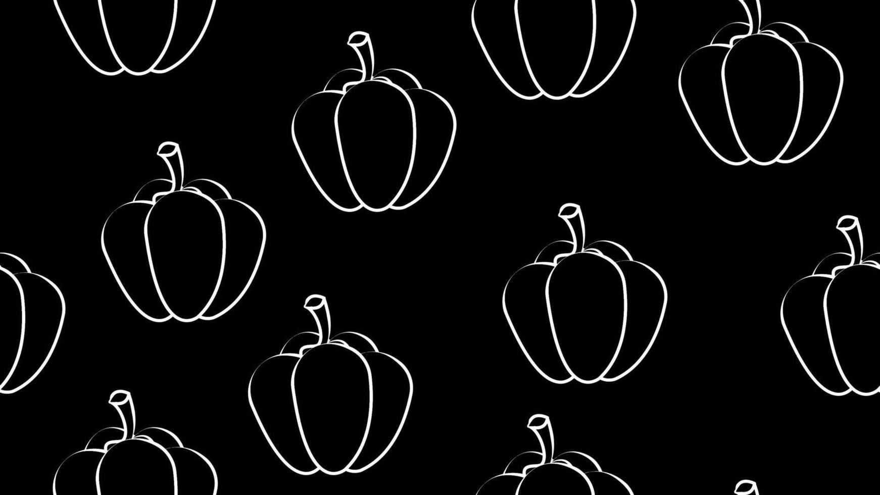 Hand-drawn bell peppers, vector seamless pattern background