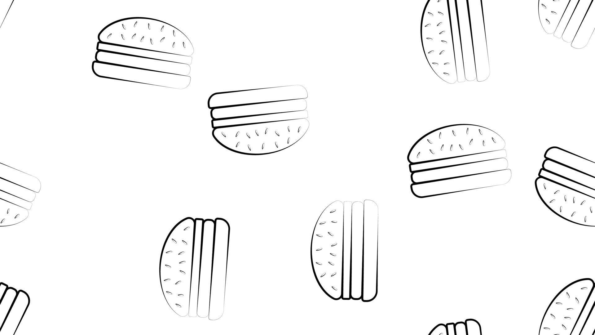 pattern of burgers black and white, vector illustration. delicious fast