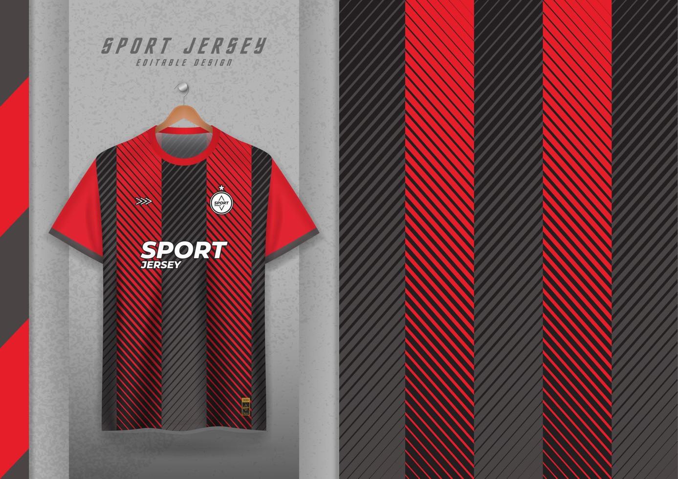 diseño de patrones de tela para camisetas deportivas, camisetas de fútbol, camisetas para correr, camisetas, camisetas de entrenamiento, rayas rojas y negras. vector