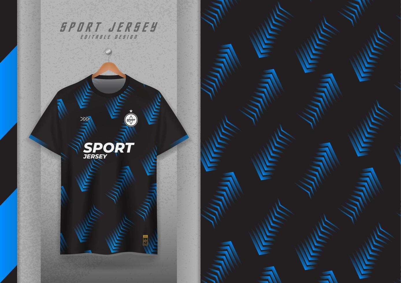 Fabric pattern design for sports t-shirts, soccer jerseys, running jerseys, jerseys, workout jerseys. black with blue stripes vector