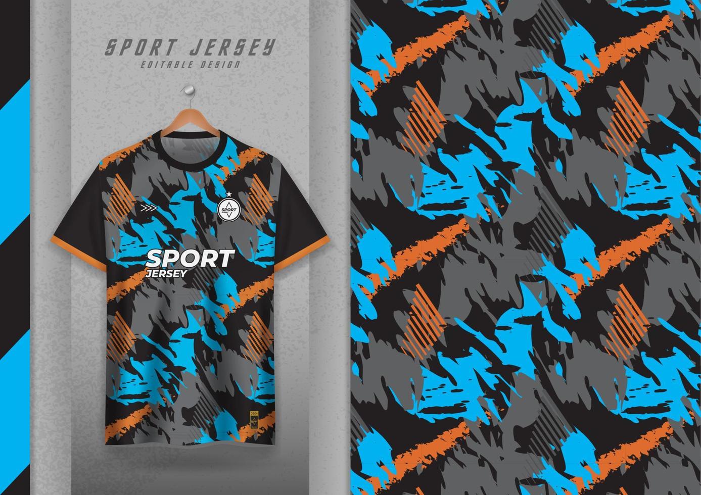 diseño de patrones de tela para camisetas deportivas, camisetas de fútbol, camisetas para correr, camisetas, camisetas de entrenamiento. patrón negro y azul vector