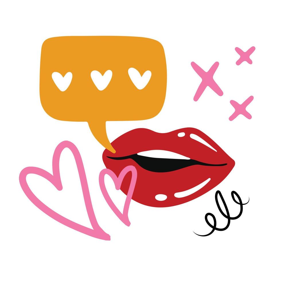 pop hearth lips emoji style vector