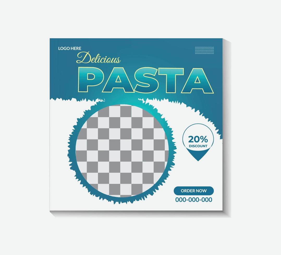 food social media post template, square banner for marketing vector