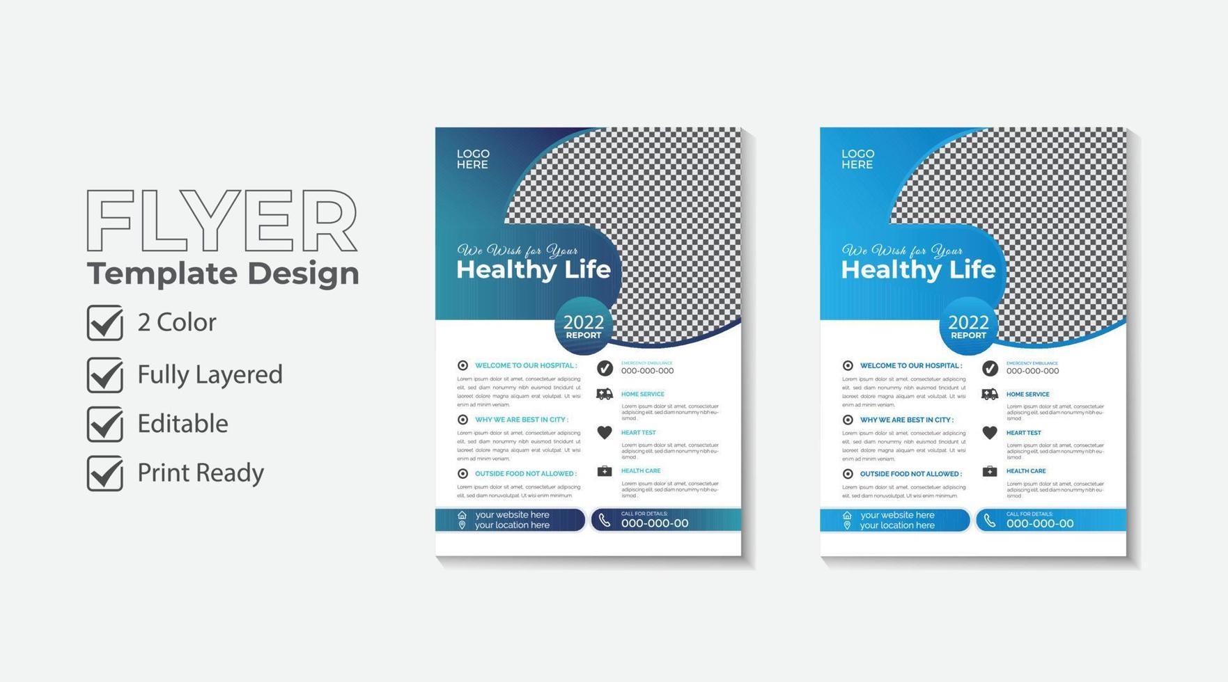 modern medical health care flyer template design vector