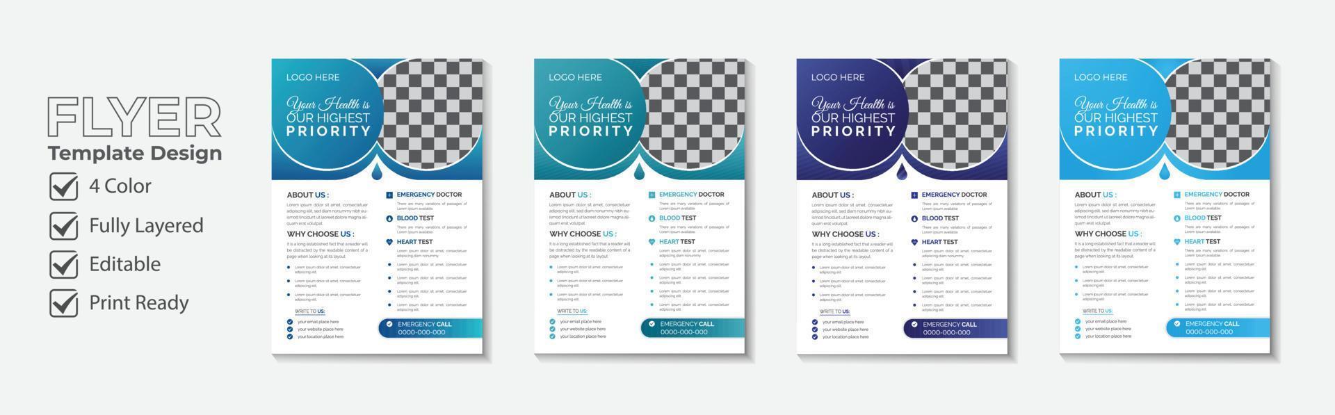 medical healthcare flyer template design vector