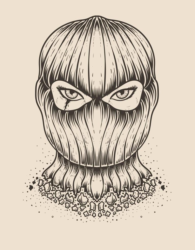 Illustration mask thief on black background vector