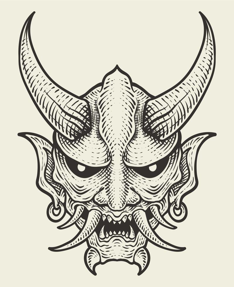 isolated demon mask with monochrome style vector