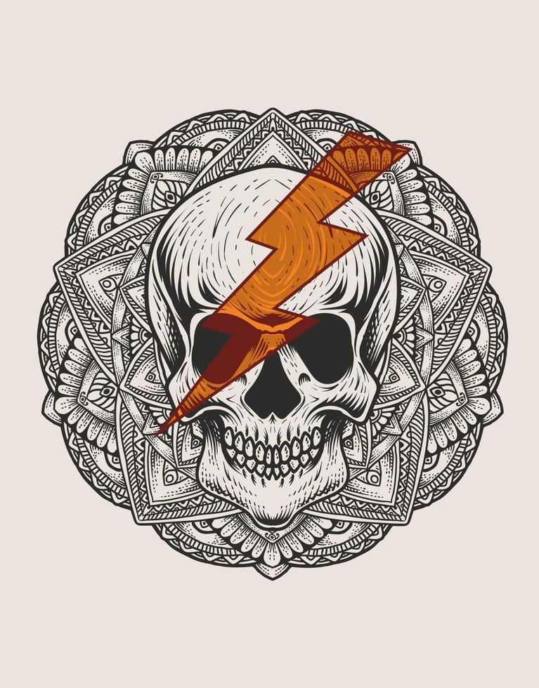 illustration  lightning skull head - Perfect for T shirt vector