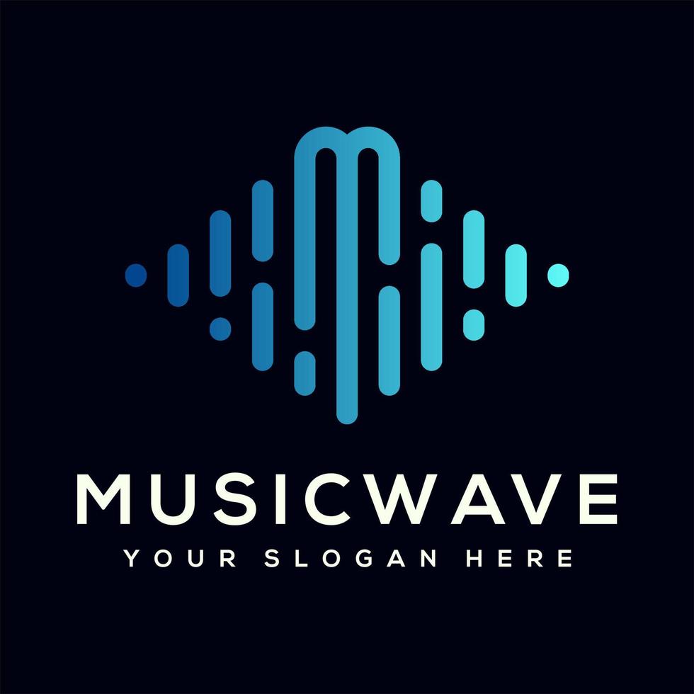 sound wave with letter logo template vector