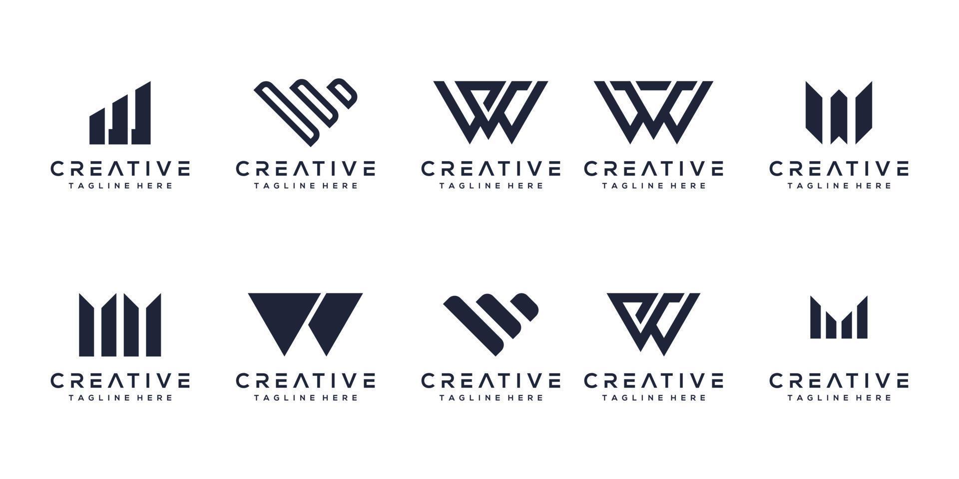 Set letter w monogram logo design vector