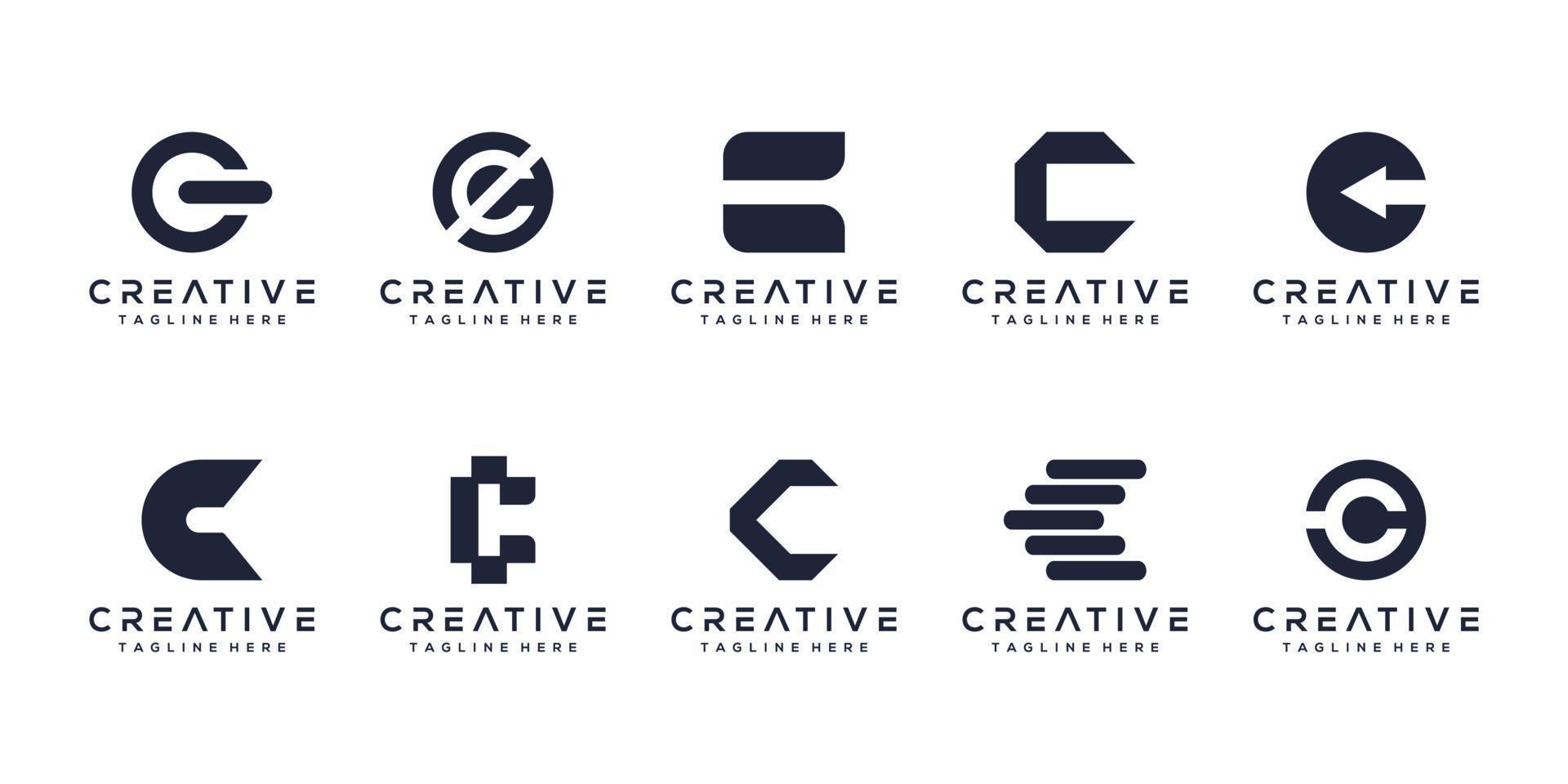 Set letter c monogram logo design vector