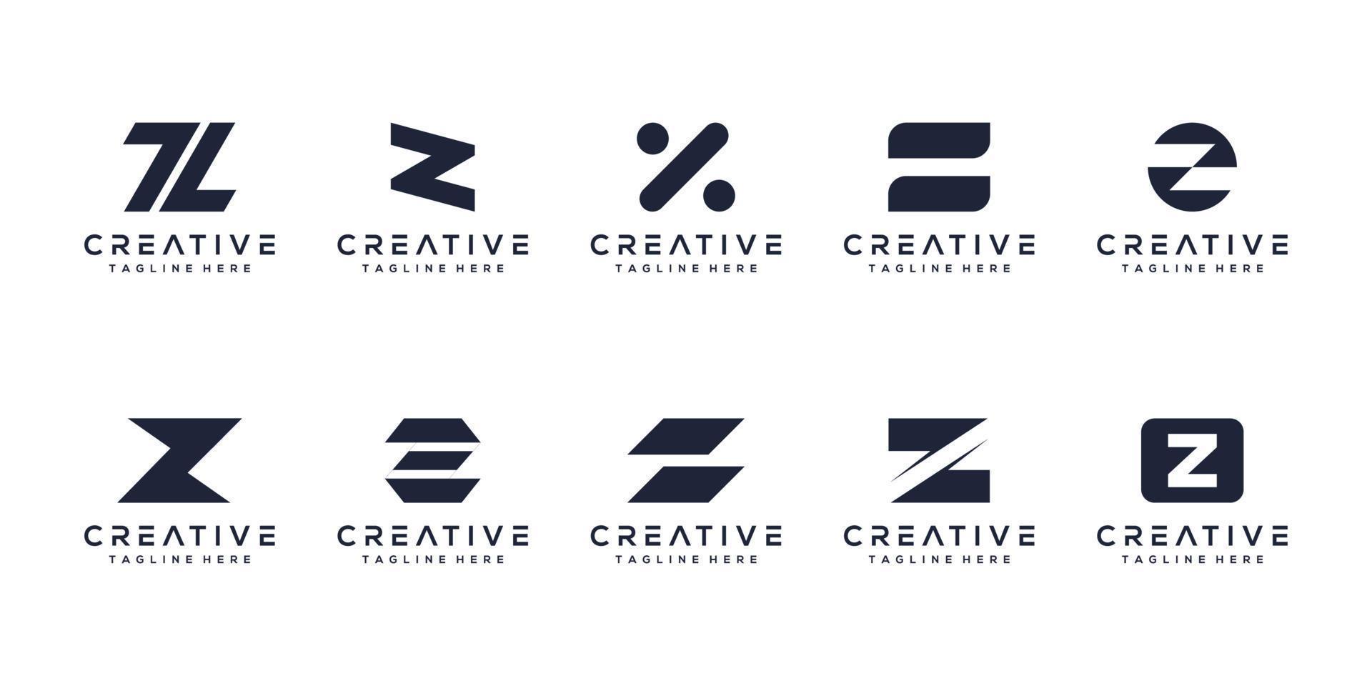 Set letter z monogram logo design vector