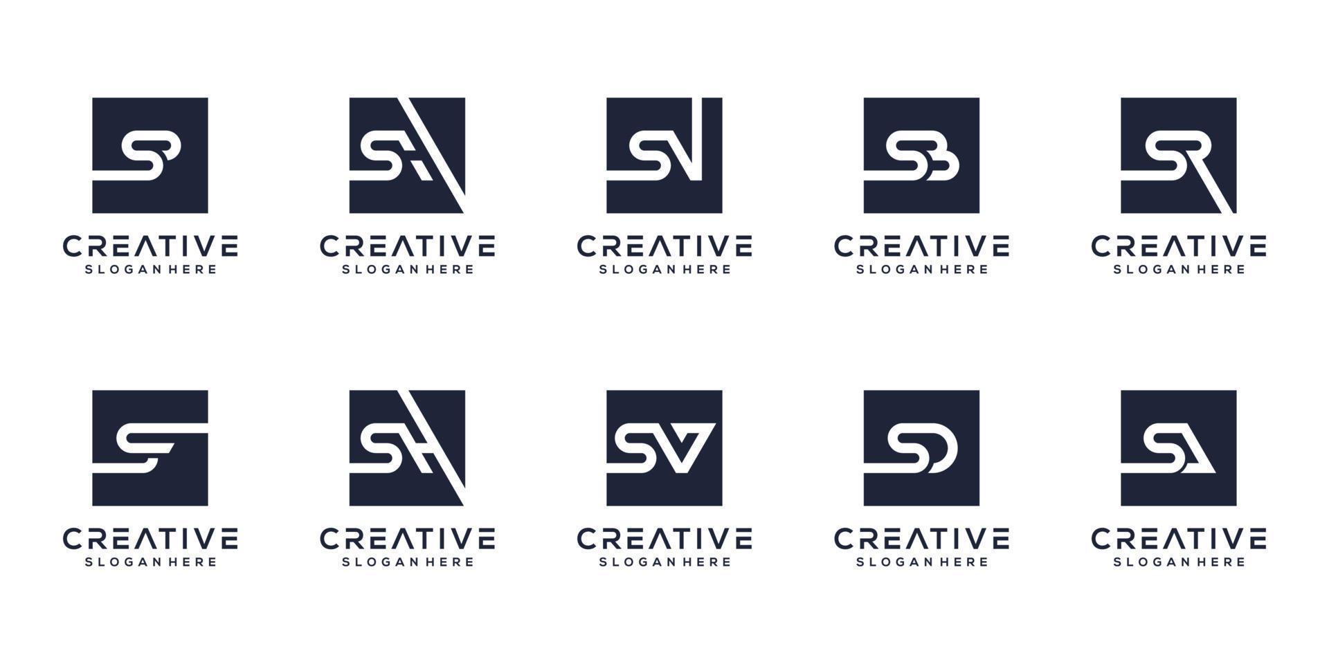 Set letter s monogram logo design vector