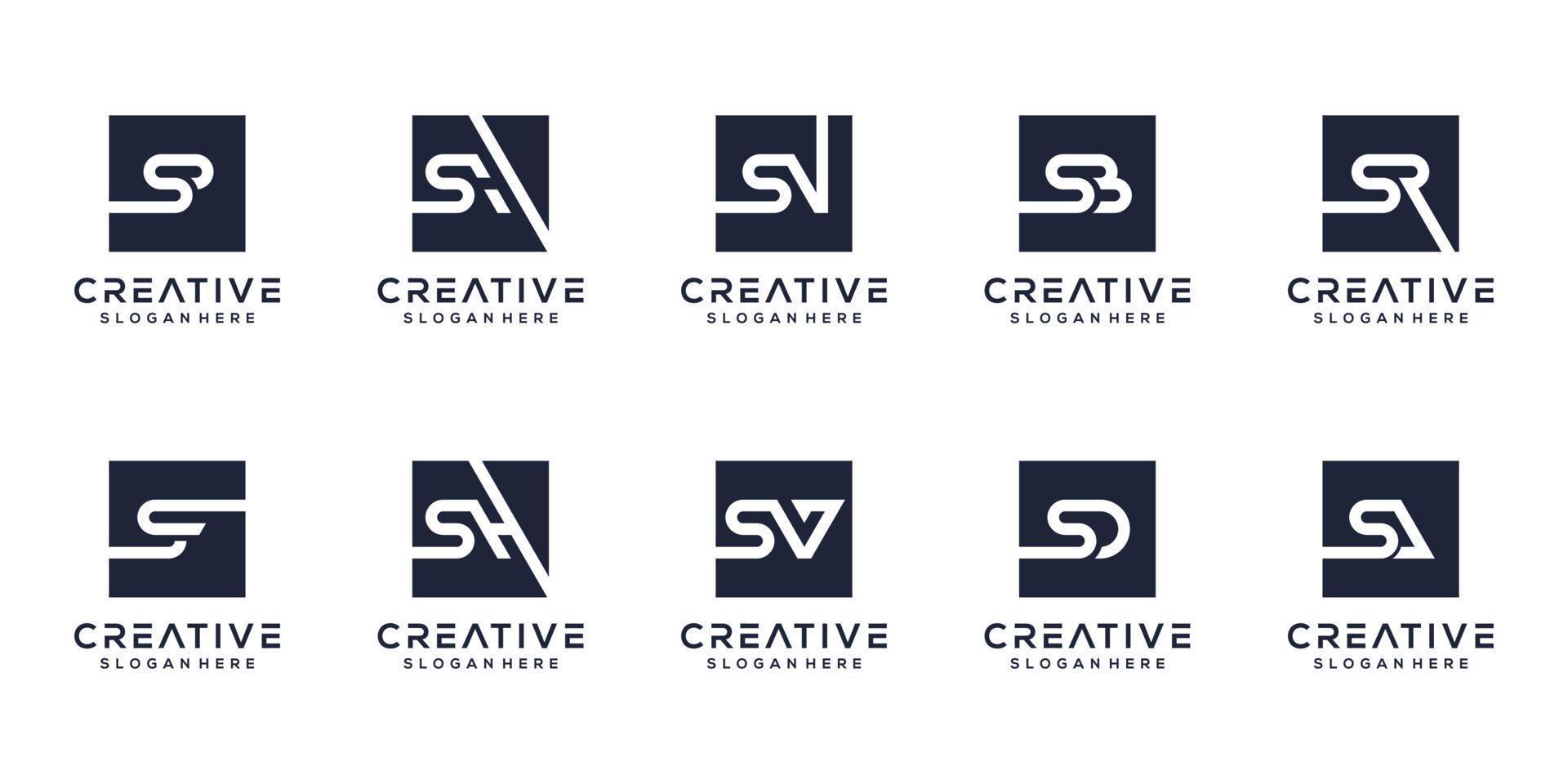 Set letter s monogram logo design vector