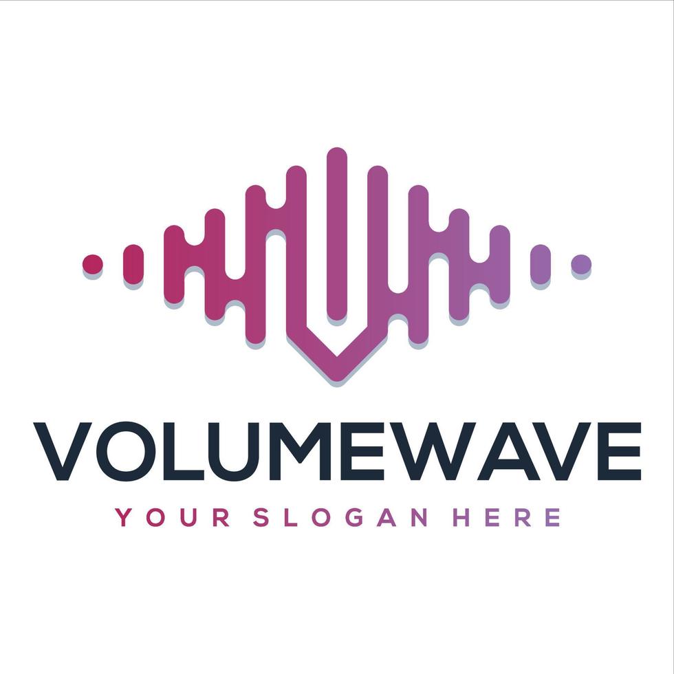 sound wave with letter logo template vector