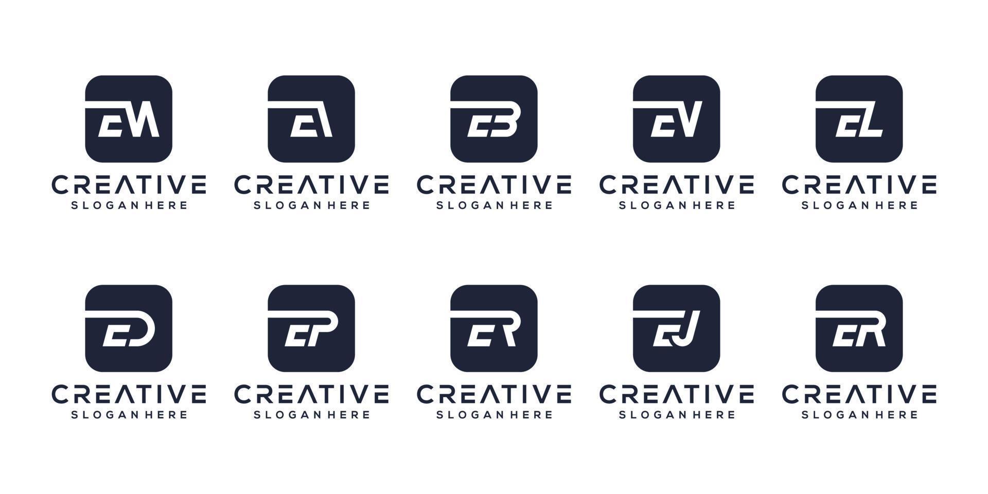 Set letter e monogram logo design vector