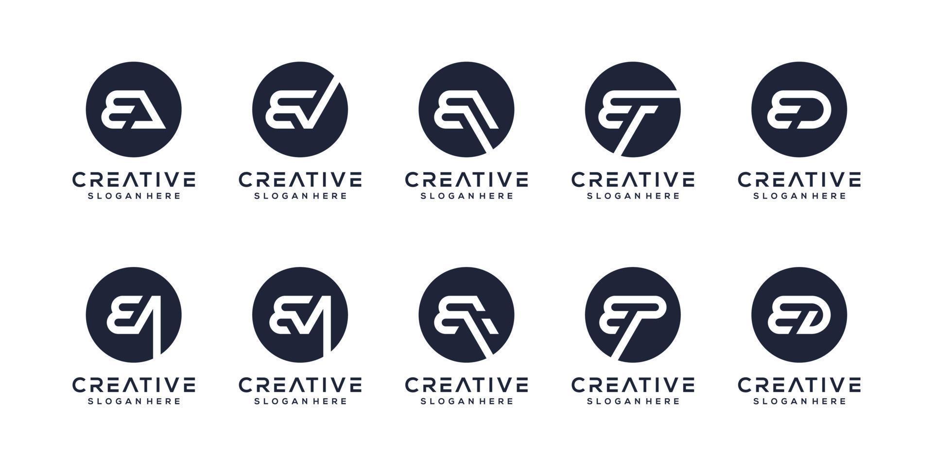 Set letter e monogram logo design vector