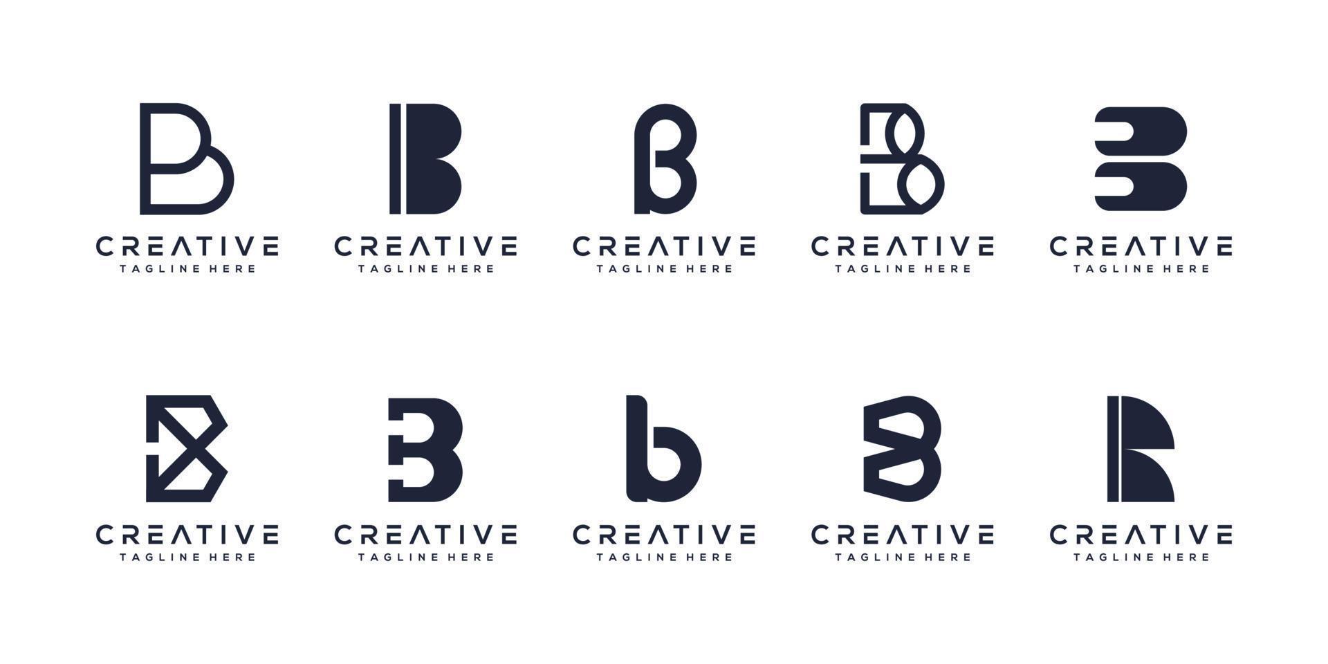 Set letter b monogram logo design vector