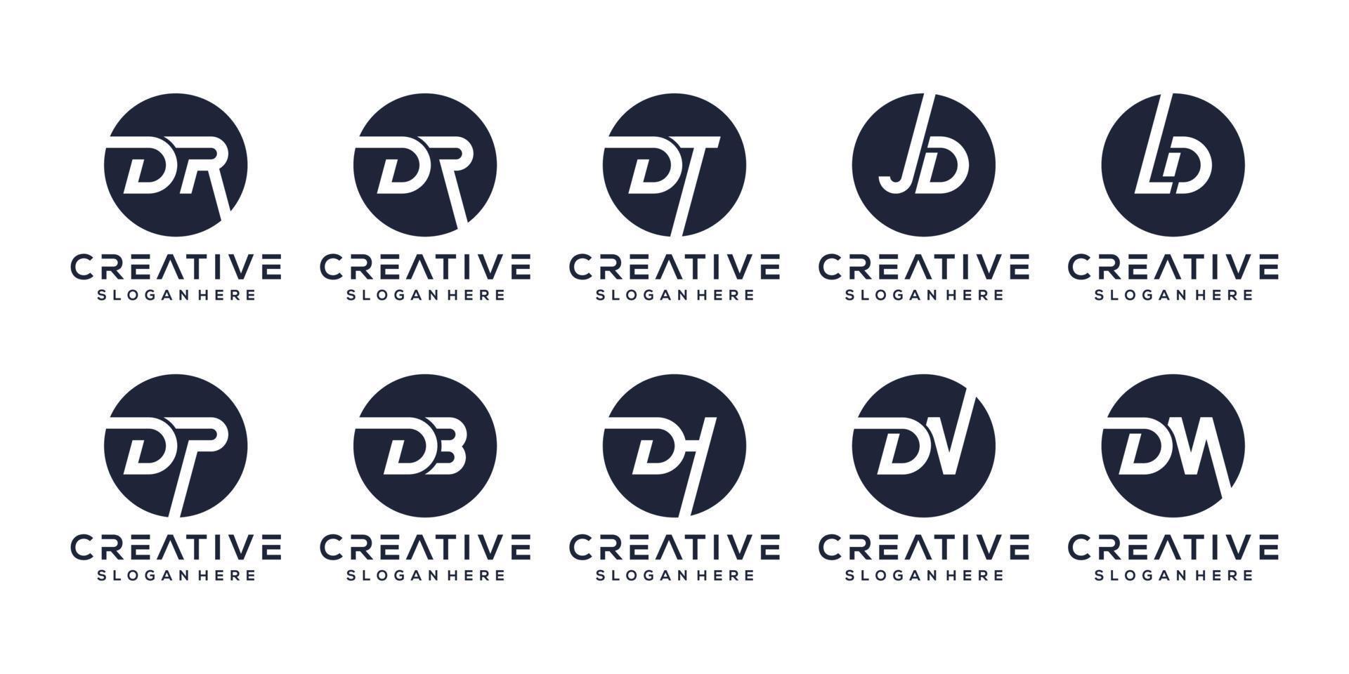 Set letter d monogram logo design vector