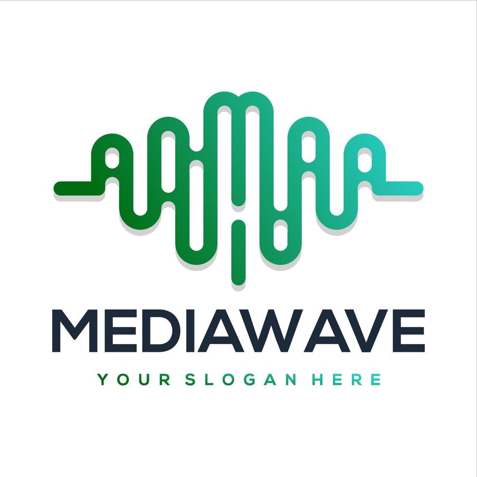 sound wave with letter logo template vector