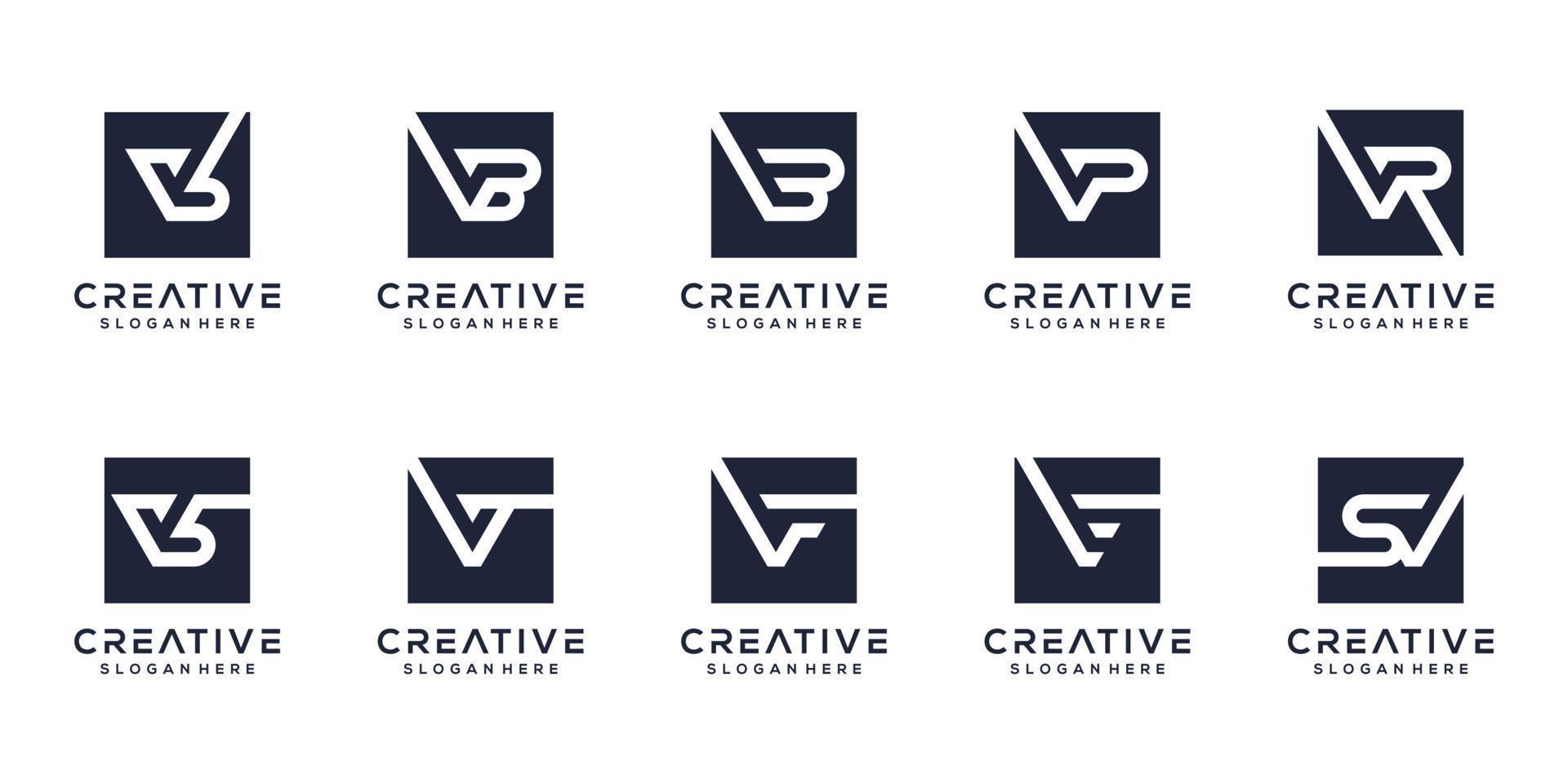 Set letter v monogram logo design vector
